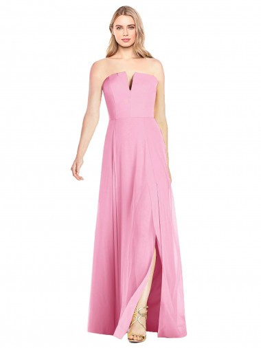Hot Rosa Trompete V-Ausschnitt Trägerlos Chiffon Lange Brautjungfernkleider Online