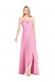 Hot Rosa Trompete V-Ausschnitt Trägerlos Chiffon Lange Brautjungfernkleider Online