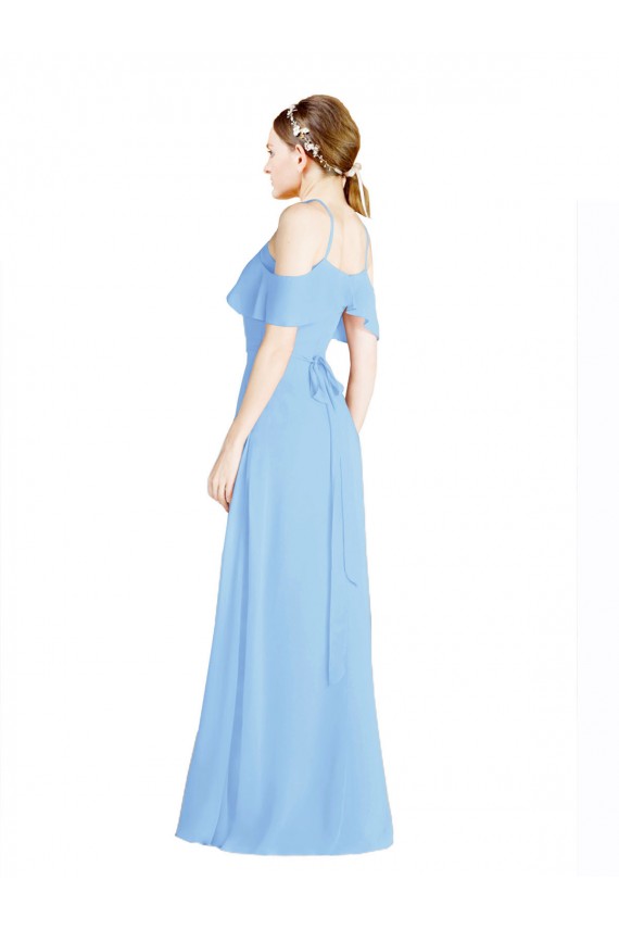 Immergrün A-Linien Neckholder Chiffon Lange Brautjungfernkleider Online