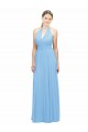 Immergrün A-Linien Neckholder Chiffon Lange Brautjungfernkleider Online