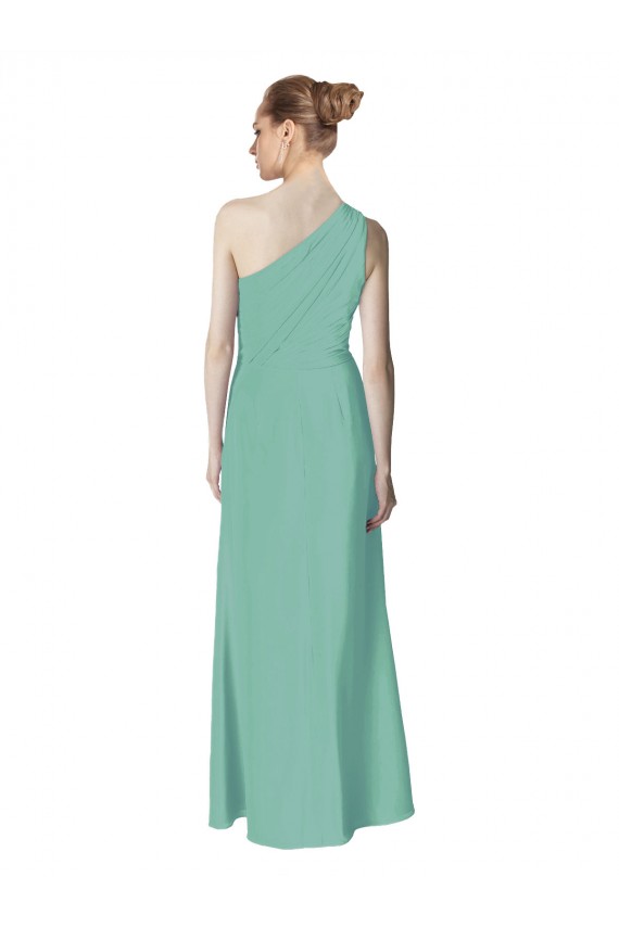 Jade A-Linien Eine-Schulter Chiffon Lange Brautjungfernkleider Online