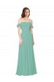 Jade A-Linien Off-Schulter Chiffon Lange Brautjungfernkleider Online