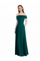 Jagdgrün A-Linien Off-Schulter Chiffon Lange Brautjungfernkleider Online