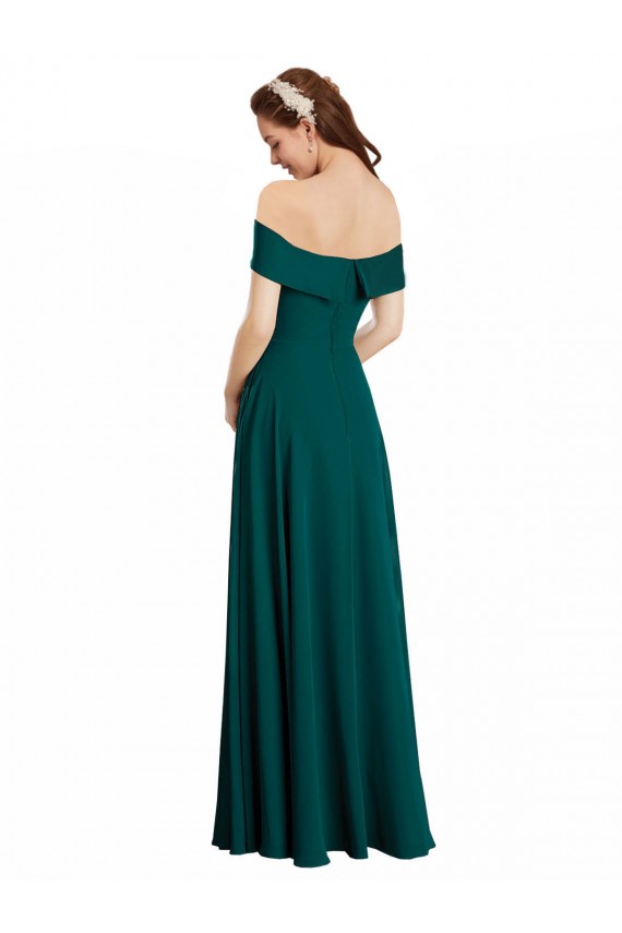 Jagdgrün A-Linien Off-Schulter Chiffon Lange Brautjungfernkleider Online