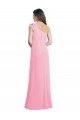 Kaum Rosa A-Linien Eine-Schulter Chiffon Lange Brautjungfernkleider Online