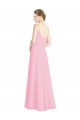 Kaum Rosa A-Linien Spaghetti-Träger Chiffon Lange Brautjungfernkleider Online
