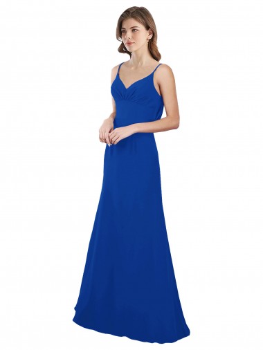 Königsblau A-Linien Chiffon Lange Brautjungfernkleider Online