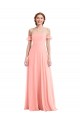 Lachs A-Linien Off-Schulter Chiffon Lange Brautjungfernkleider Online