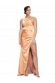 Light Copper Etui Eine-Schulter Stretch-Satin Lange Formale Brautjungfernkleider / Abendkleider / Abiballkleider Online