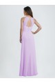 Lila A-Linien Neckholder Chiffon Lange Brautjungfernkleider Online