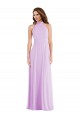 Lila A-Linien Neckholder Chiffon Lange Brautjungfernkleider Online