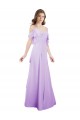 Lila A-Linien Off-Schulter Spaghetti-Träger Chiffon Lange Brautjungfernkleider Online