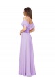 Lila A-Linien Off-Schulter Trägerlos Chiffon Lange Brautjungfernkleider Online
