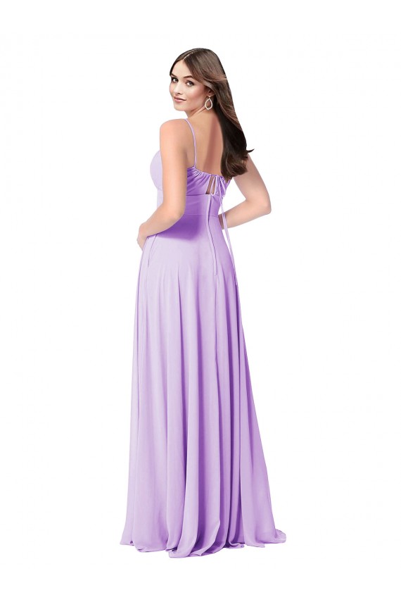Lila A-Linien Scoop Chiffon Lange Brautjungfernkleider Online