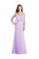 Lila A-Linien Spaghetti-Träger Scoop Chiffon Lange Brautjungfernkleider Online