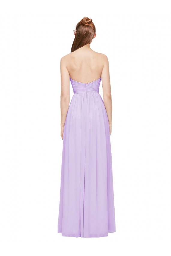 Lila A-Linien Trägerlos Chiffon Lange Brautjungfernkleider Online