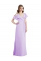 Lila A-Linien V-Ausschnitt Chiffon Lange Brautjungfernkleider Online