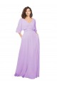 Lila A-Linien V-Ausschnitt Chiffon Lange Brautjungfernkleider Online
