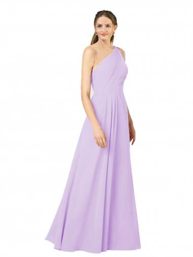 Lila Etui Eine-Schulter Chiffon Lange Formale Brautjungfernkleider / Abendkleider Online