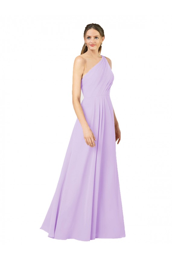 Lila Etui Eine-Schulter Chiffon Lange Formale Brautjungfernkleider / Abendkleider Online