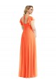 Mandarinen-Tango A-Linien Quadrat Ausschnitt Chiffon Lange Brautjungfernkleider Online