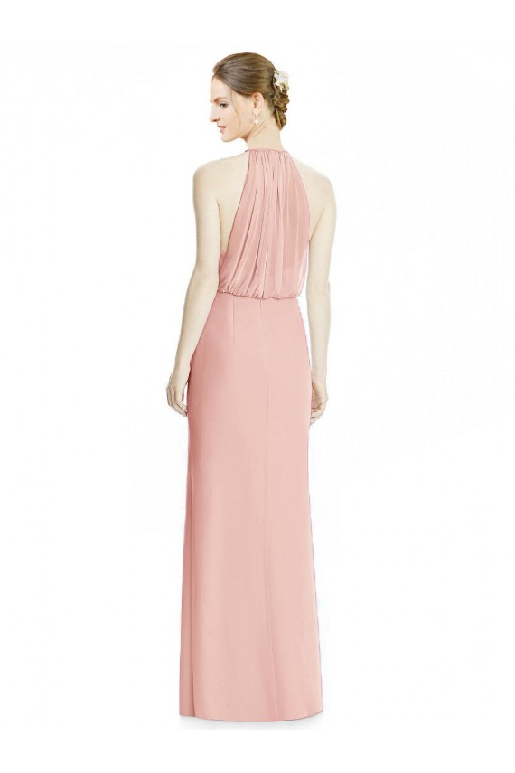Meerjungfrau Neckholder Chiffon Lange Brautjungfernkleider Online