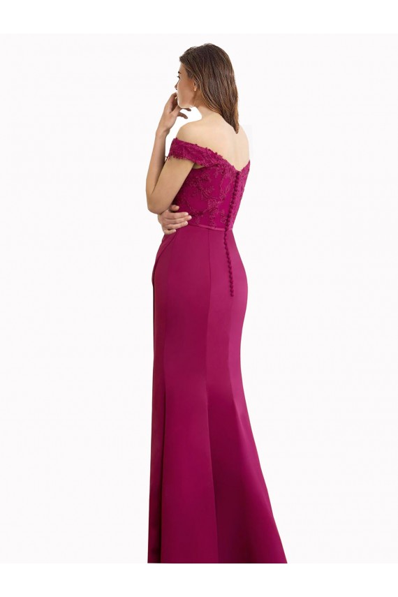 Meerjungfrau Off-Schulter Chiffon Spitze Lange Brautjungfernkleider Online