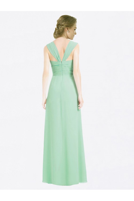 Minzgrün A-Linien Chiffon Lange Brautjungfernkleider Online