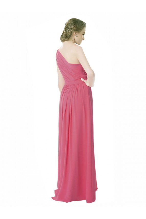 Minzgrün A-Linien Eine-Schulter Chiffon Lange Brautjungfernkleider Online