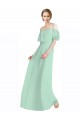 Minzgrün A-Linien Off-Schulter Spaghetti-Träger Chiffon Lange Brautjungfernkleider Online