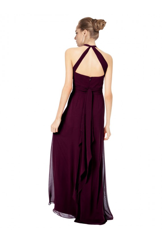 Mitternachtsgrün A-Linien Neckholder Chiffon Lange Brautjungfernkleider Online