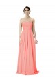 Peach A-Linien Trägerlos Chiffon Lange Brautjungfernkleider Online