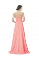 Peach A-Linien Trägerlos Chiffon Lange Brautjungfernkleider Online