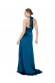 Pfauenblau A-Linien Neckholder Seidiger Satin Lange Formale Brautjungfernkleider / Abendkleider / Abiballkleider Online