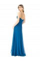 Pfauenblau A-Linien Spaghetti-Träger Chiffon Lange Brautjungfernkleider Online