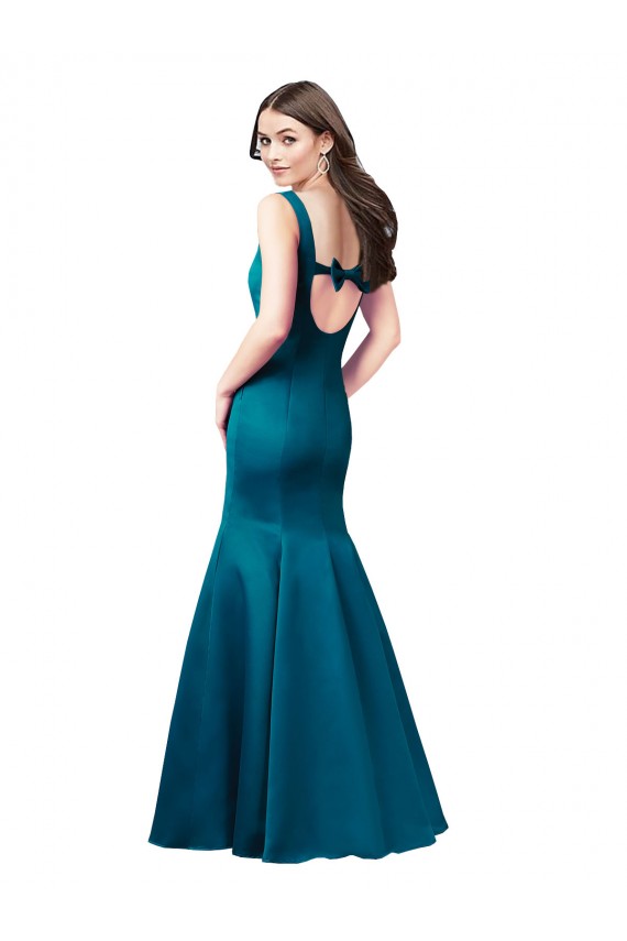 Pfauenblau Meerjungfrau Satin Lange Brautjungfernkleider / Abiballkleider Online