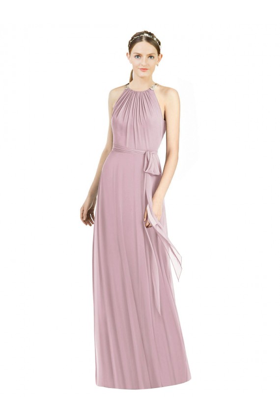Primel A-Linien Neckholder Chiffon Lange Brautjungfernkleider Online