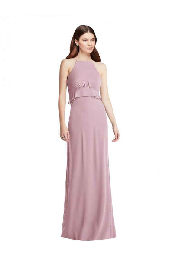 Primel A-Linien Neckholder Chiffon Lange Brautjungfernkleider Online