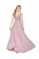 Primel A-Linien V-Ausschnitt Chiffon Lange Formale Brautjungfernkleider / Abendkleider / Abiballkleider Online