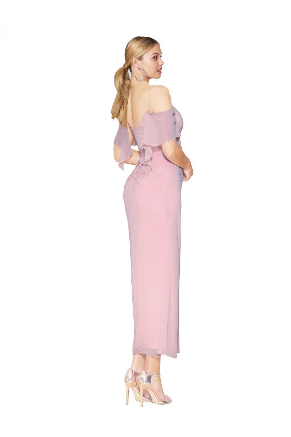 Primel Meerjungfrau Off-Schulter Knielang Chiffon Kurze Formale Brautjungfernkleider / Abendkleider / Abiballkleider Online
