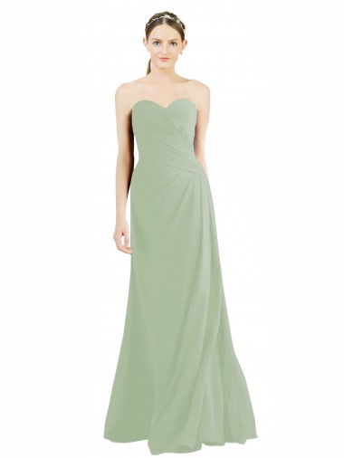 Rauchgrün A-Linien Chiffon Lange Brautjungfernkleider Online
