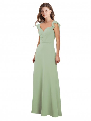 Rauchgrün A-Linien Chiffon Lange Brautjungfernkleider Online