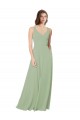 Rauchgrün A-Linien Chiffon Lange Brautjungfernkleider Online