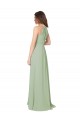 Rauchgrün A-Linien Neckholder Chiffon Lange Brautjungfernkleider Online