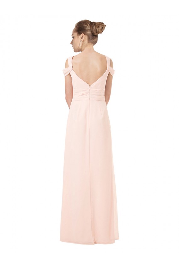 Rosa 42 A-Linien Off-Schulter Chiffon Lange Brautjungfernkleider Online