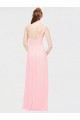 Rosa A-Linien Eine-Schulter Chiffon Lange Brautjungfernkleider Online