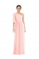 Rosa A-Linien Eine-Schulter Chiffon Lange Brautjungfernkleider Online
