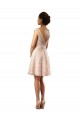 Rosa A-Linien Illusion Ausschnitt Knielang Chiffon Spitze Kurze Brautjungfernkleider Online