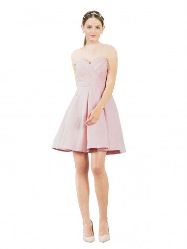 Rosa A-Linien Knielang Satin Kurze Brautjungfernkleider / Cocktailkleider / Heimkehr Kleider Online