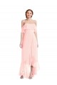 Rosa A-Linien Off-Schulter Chiffon Lange Brautjungfernkleider Online